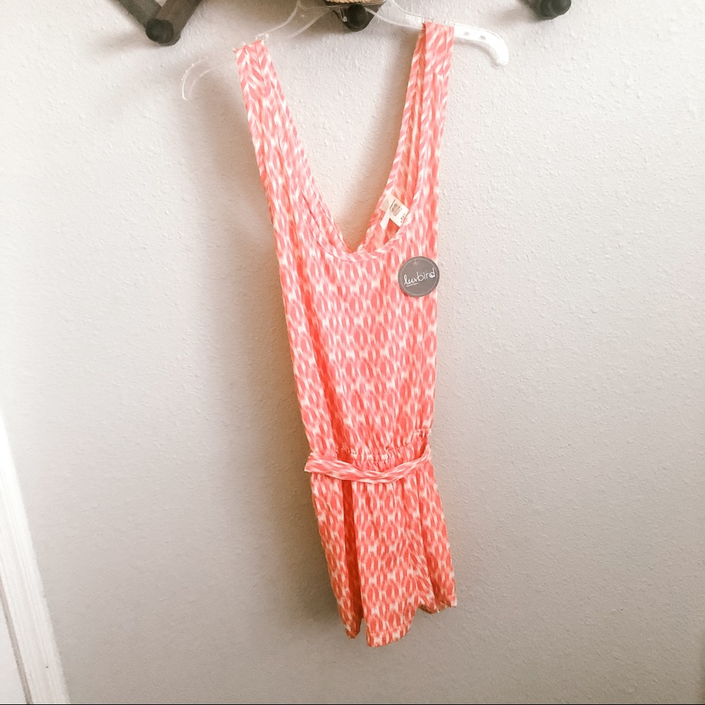 Coral Ikat Printed Romper